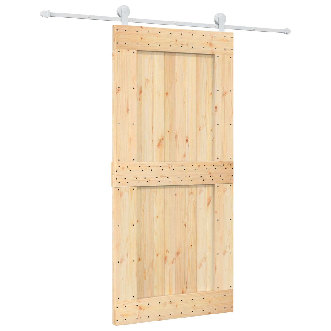 Skydedør Natur og hvid 95 x 210 cm Massivt Fyrretræ