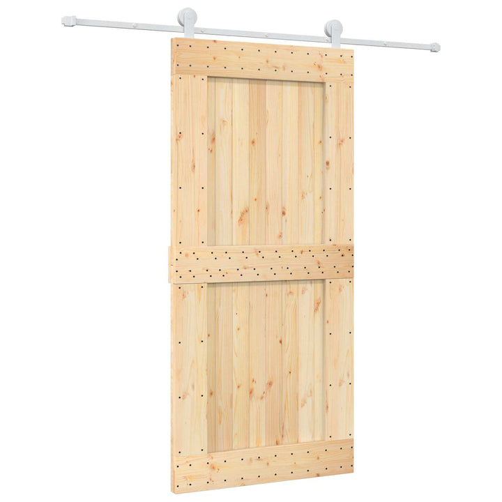 Skydedør Natur og hvid 95 x 210 cm Massivt Fyrretræ