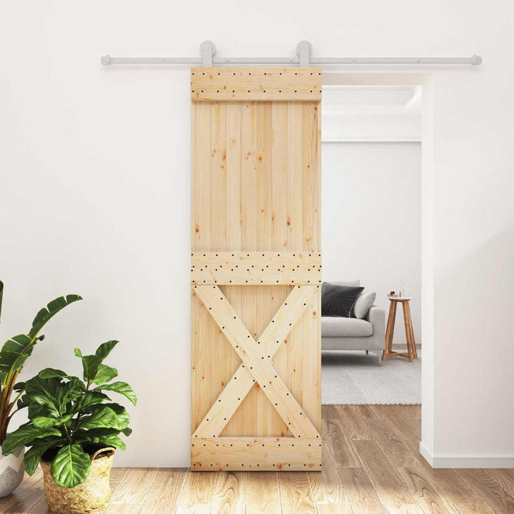 Skydedør Natur og hvid 70 x 210 cm Massivt Fyrretræ