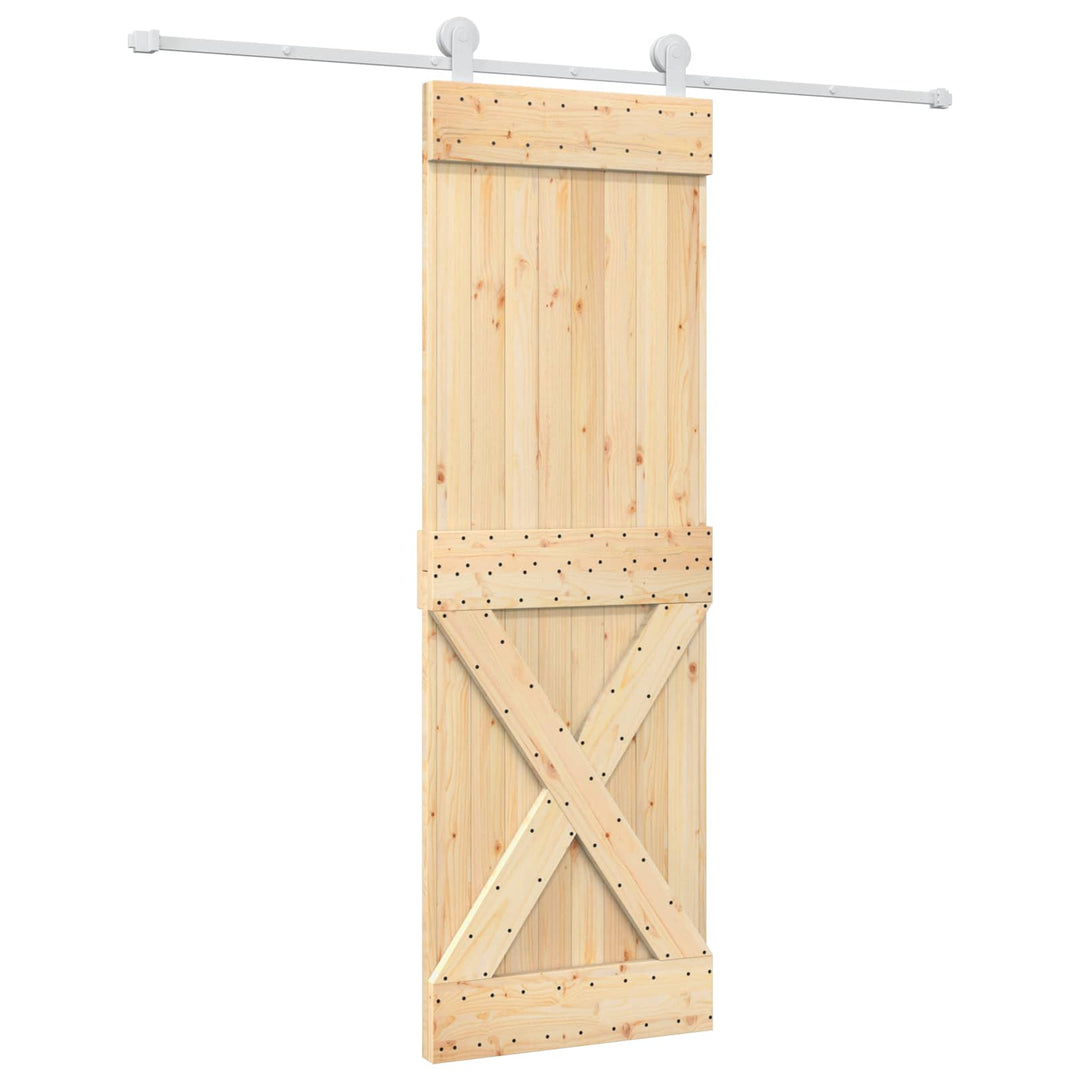 Skydedør Natur og hvid 70 x 210 cm Massivt Fyrretræ
