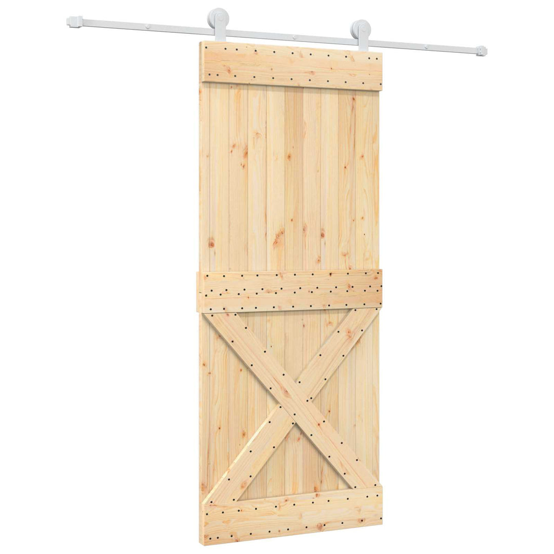 Skydedør Natur og hvid 85 x 210 cm Massivt Fyrretræ