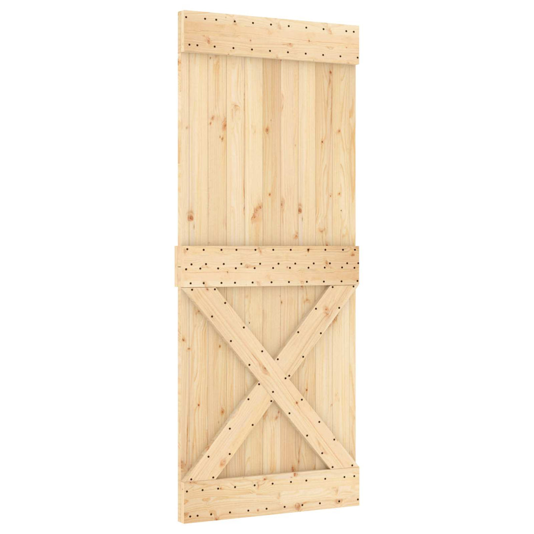Skydedør Natur og hvid 85 x 210 cm Massivt Fyrretræ