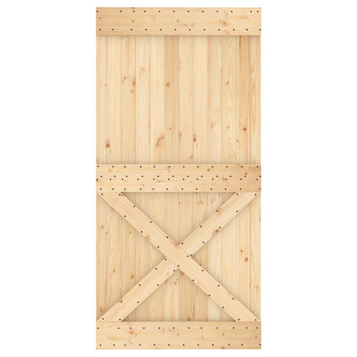 Skydedør Natur og hvid 100 x 210 cm Massivt Fyrretræ