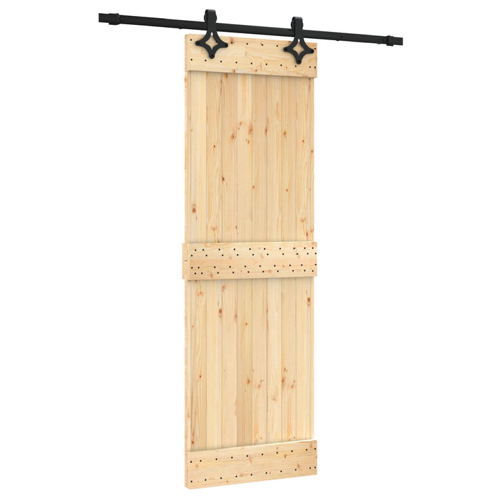 Skydedør Naturfarvet og sort 70 x 210 cm Massivt Fyrretræ