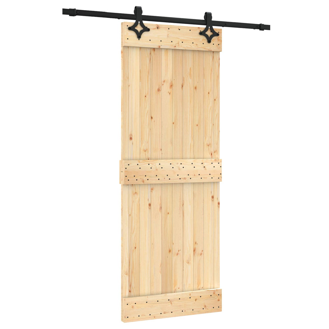 Skydedør Naturfarvet og sort 80 x 210 cm Massivt Fyrretræ