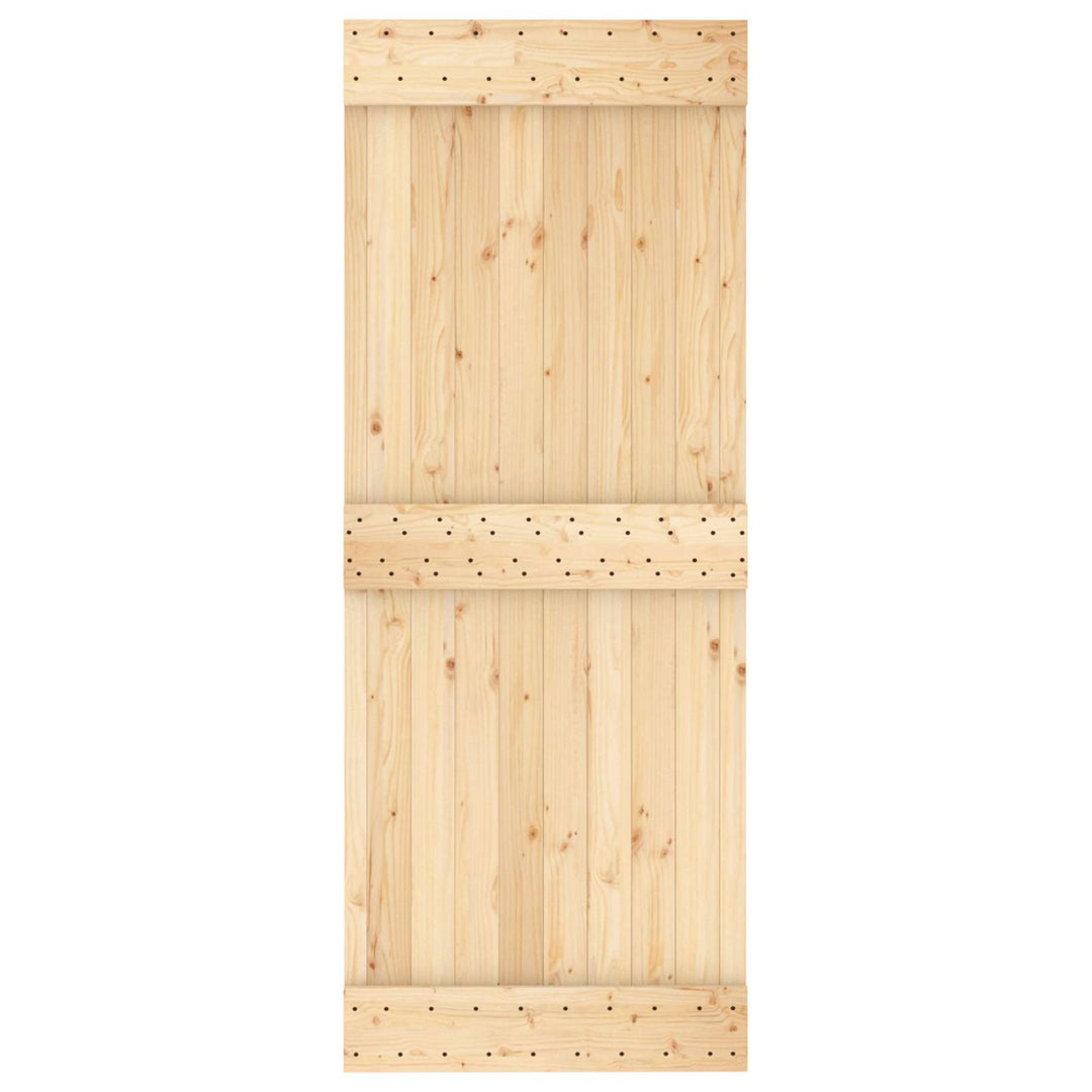 Skydedør Naturfarvet og sort 80 x 210 cm Massivt Fyrretræ