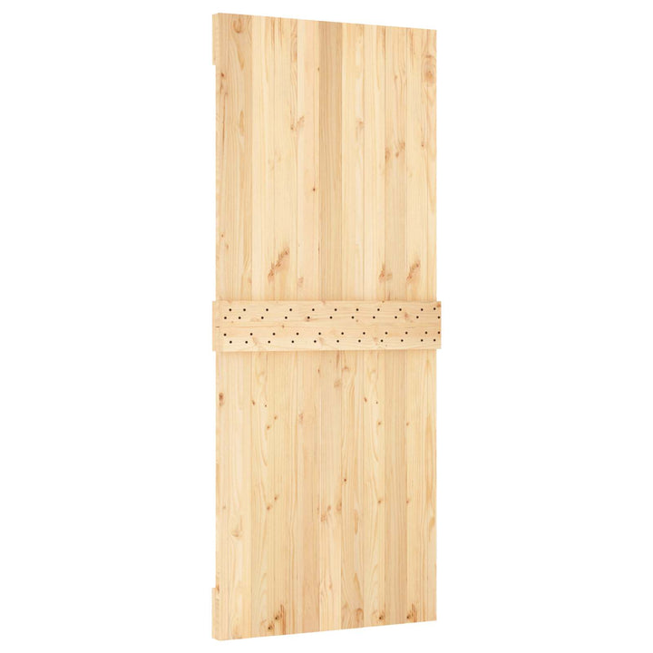 Skydedør Naturfarvet og sort 85 x 210 cm Massivt Fyrretræ