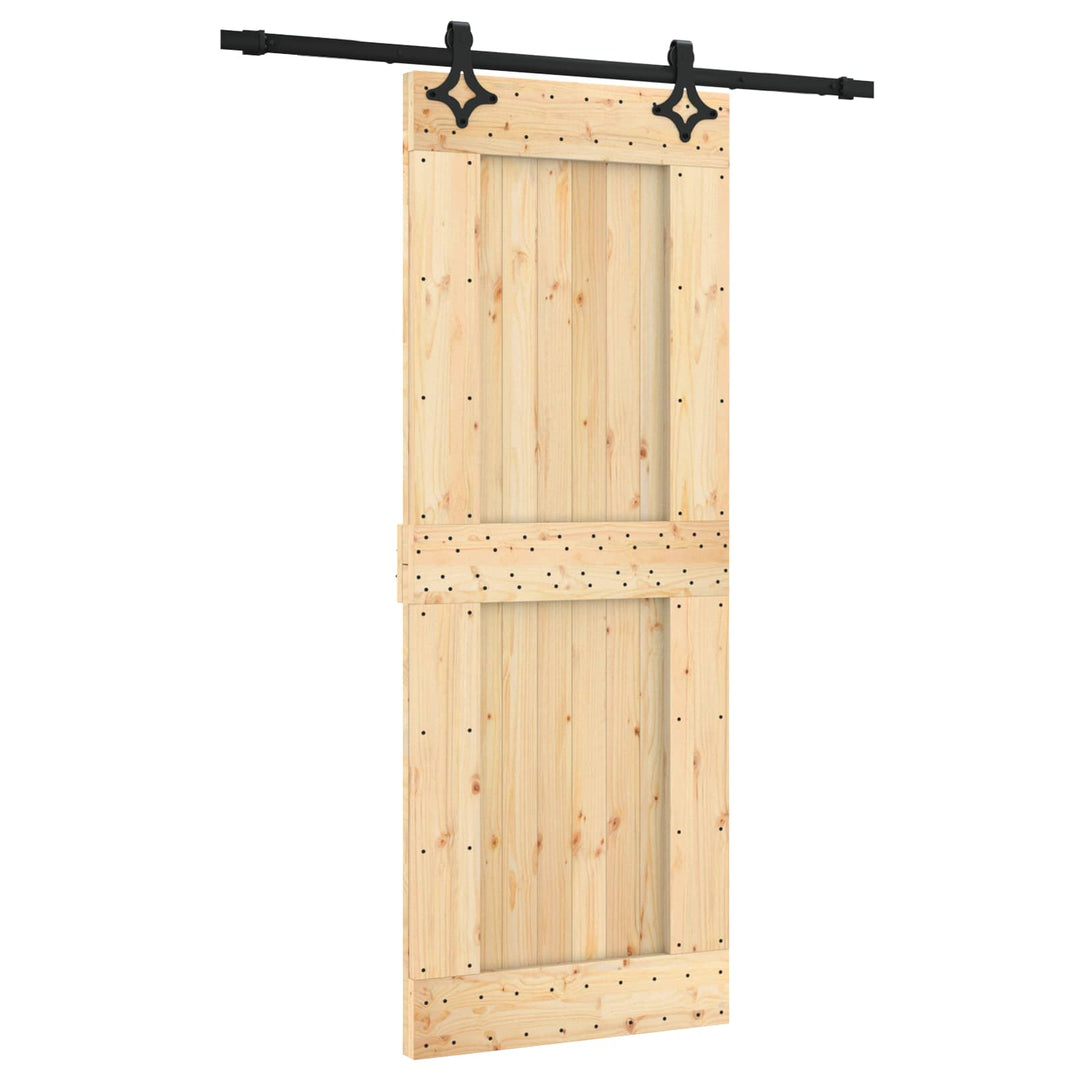 Skydedør Naturfarvet og sort 80 x 210 cm Massivt Fyrretræ
