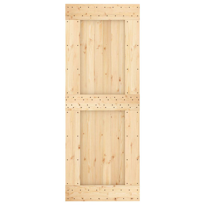 Skydedør Naturfarvet og sort 80 x 210 cm Massivt Fyrretræ