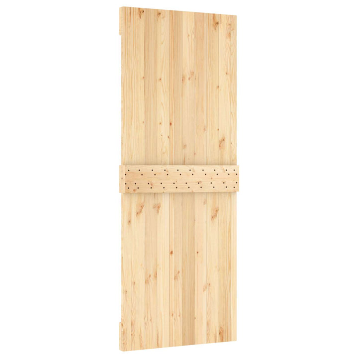 Skydedør Naturfarvet og sort 80 x 210 cm Massivt Fyrretræ