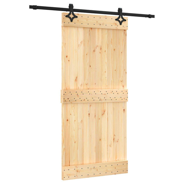 Skydedør Naturfarvet og sort 95 x 210 cm Massivt Fyrretræ