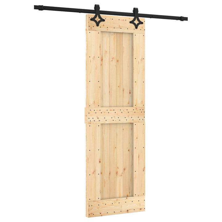 Skydedør Naturfarvet og sort 70 x 210 cm Massivt Fyrretræ