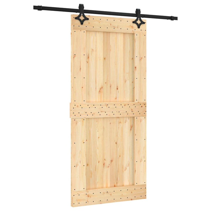 Skydedør Naturfarvet og sort 95 x 210 cm Massivt Fyrretræ