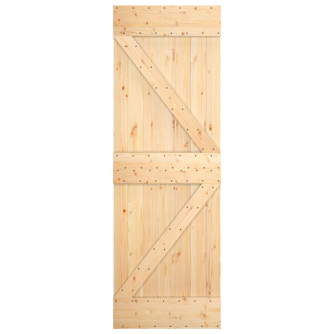 Skydedør Natur og hvid 70 x 210 cm Massivt Fyrretræ