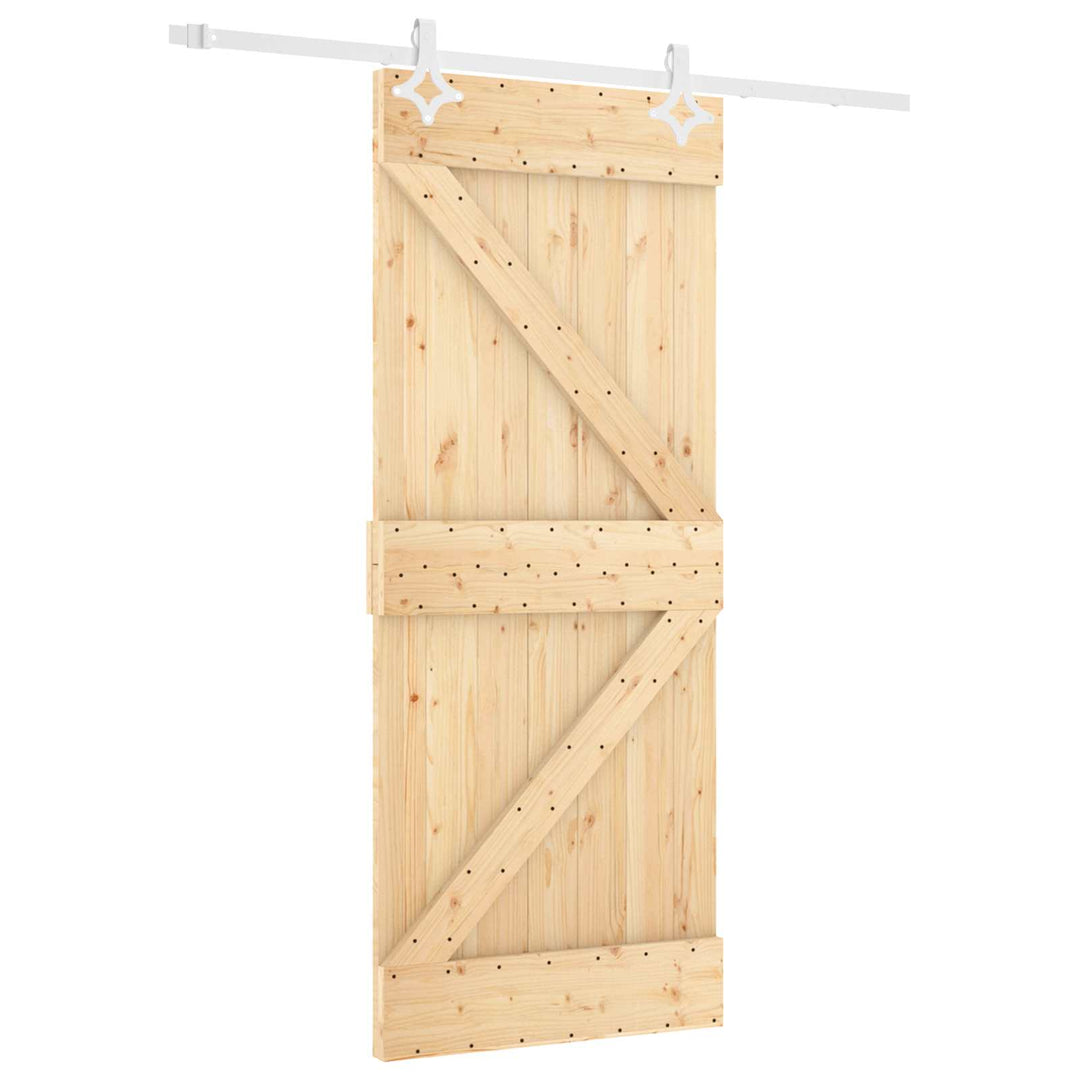 Skydedør Natur og hvid 80 x 210 cm Massivt fyrretræ