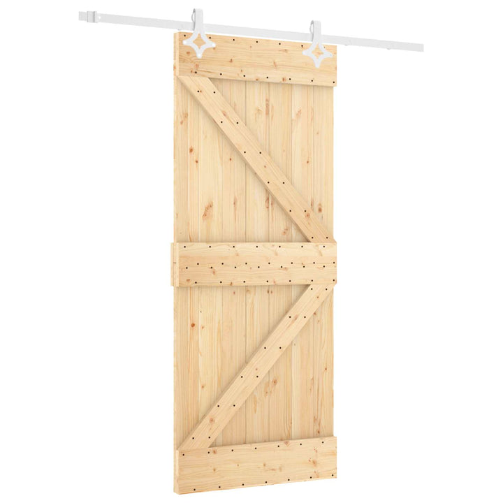 Skydedør Natur og hvid 80 x 210 cm Massivt fyrretræ