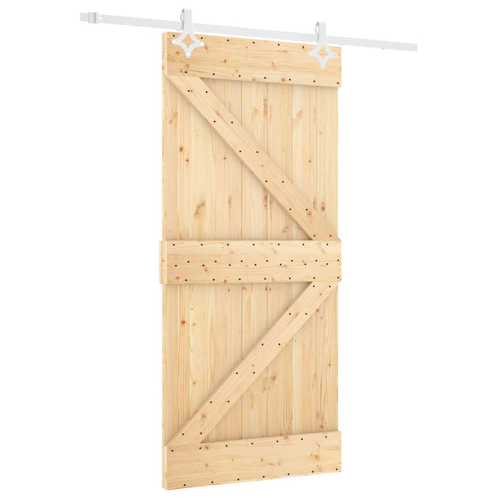 Skydedør Natur og hvid 90 x 210 cm Massivt fyrretræ