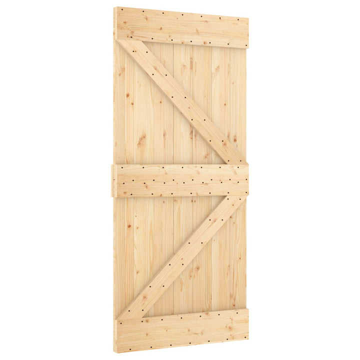 Skydedør Natur og hvid 90 x 210 cm Massivt fyrretræ
