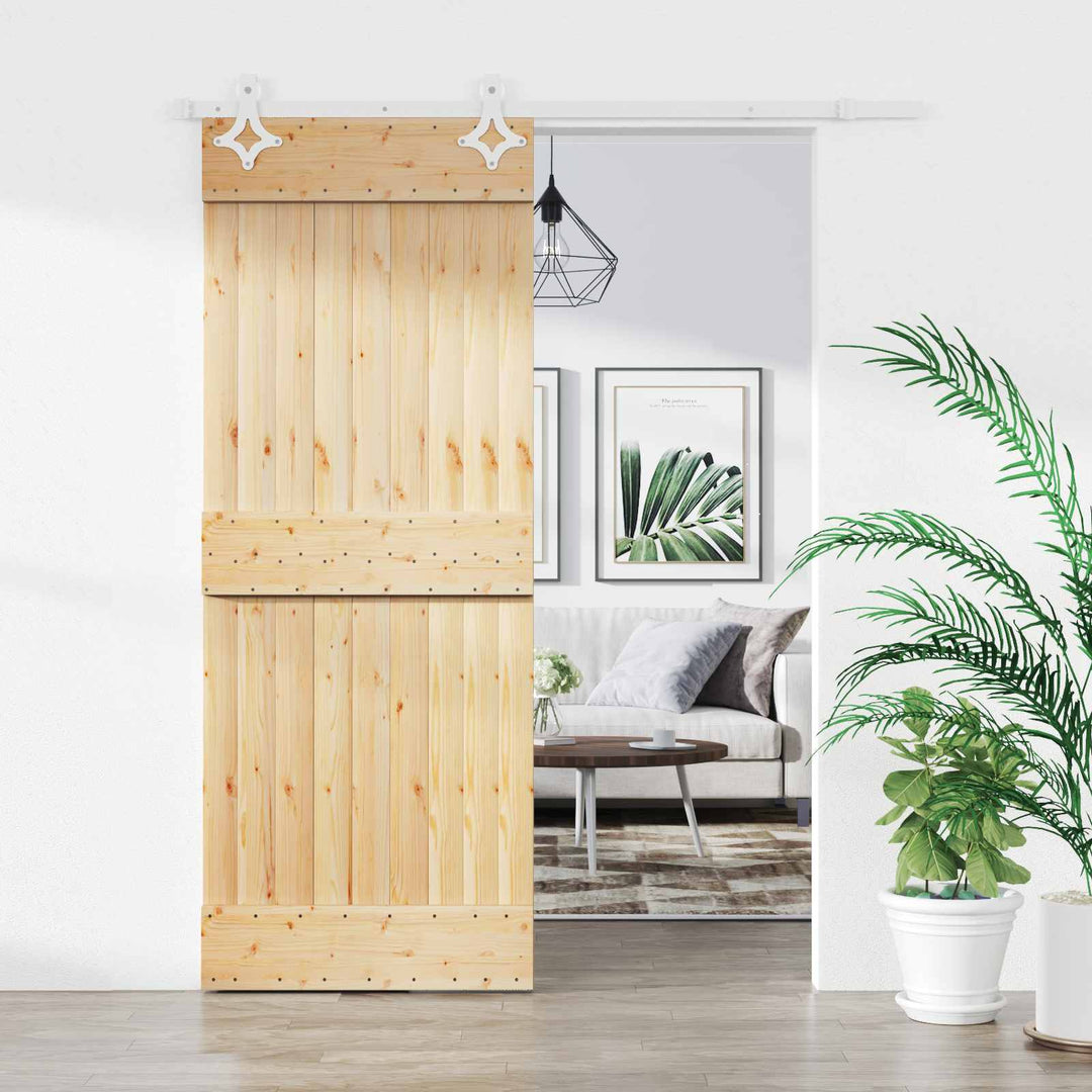 Skydedør Natur og hvid 85 x 210 cm Massivt Fyrretræ