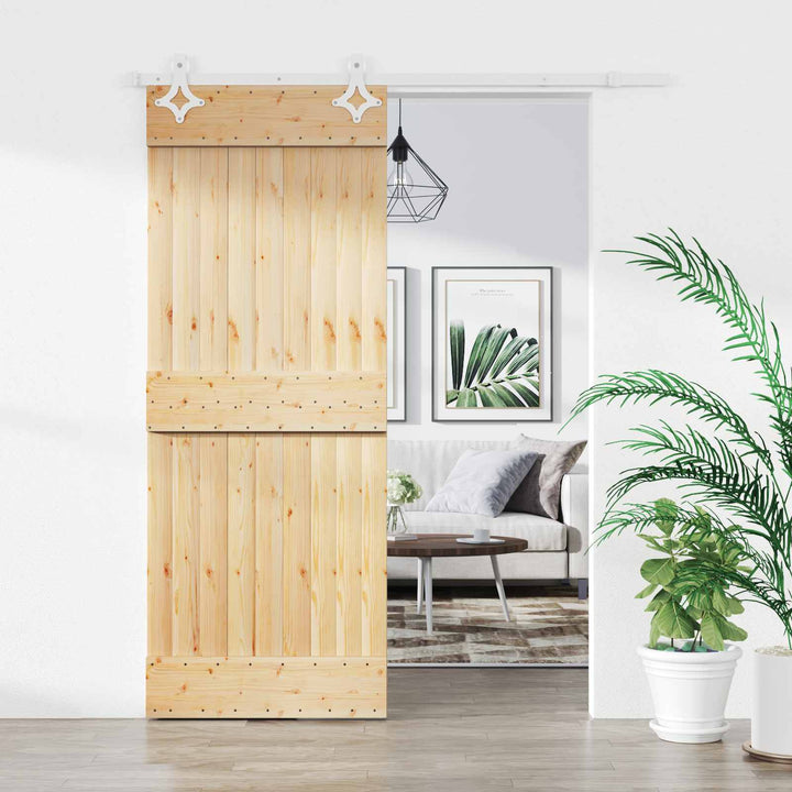Skydedør Natur og hvid 85 x 210 cm Massivt Fyrretræ