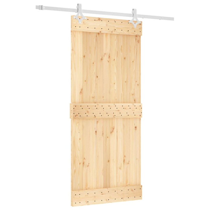 Skydedør Natur og hvid 90 x 210 cm Massivt Fyrretræ