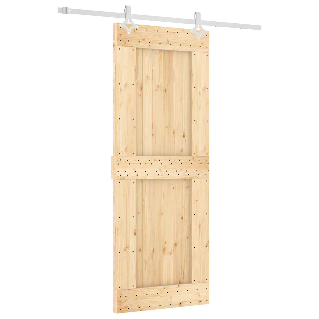 Skydedør Natur og hvid 80 x 210 cm Massivt Fyrretræ