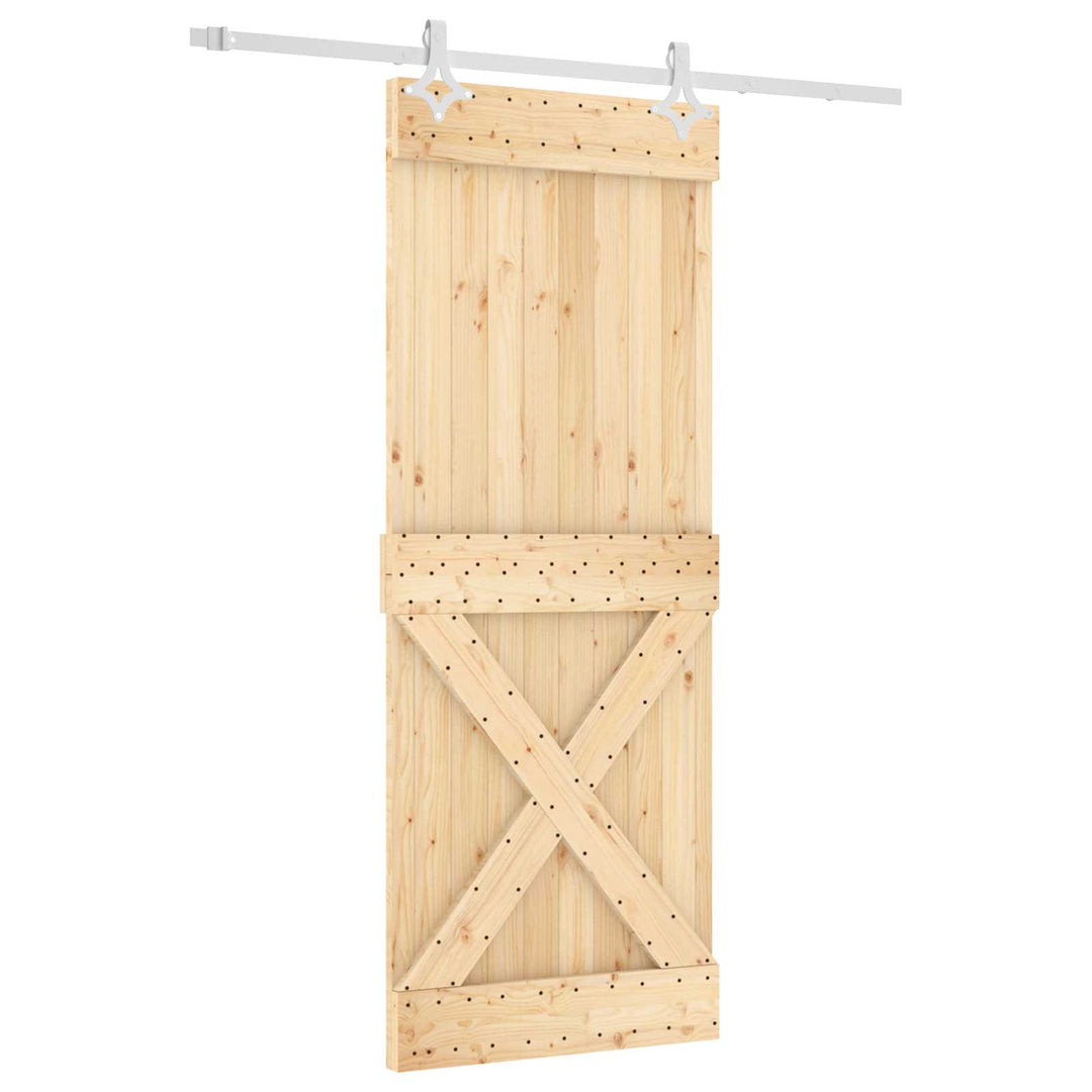 Skydedør Natur og hvid 80 x 210 cm Massivt Fyrretræ