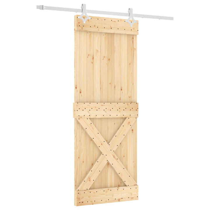 Skydedør Natur og hvid 80 x 210 cm Massivt Fyrretræ