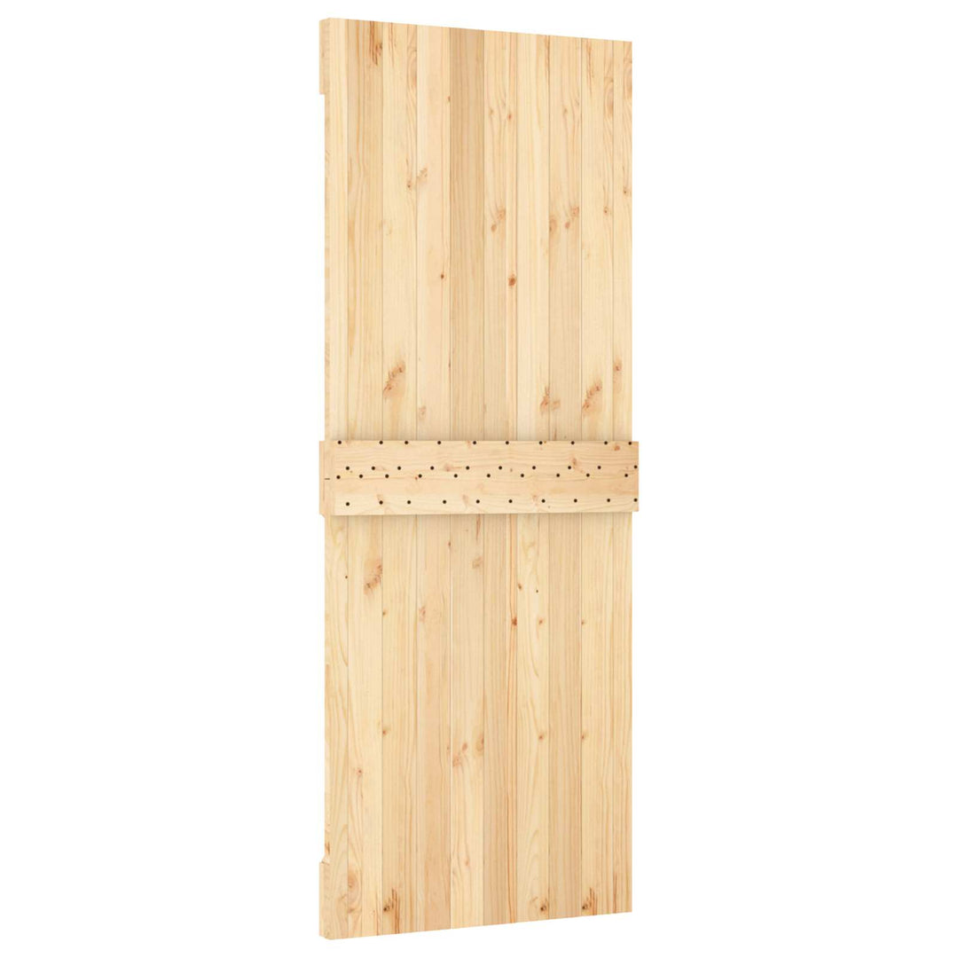 Skydedør Natur og hvid 80 x 210 cm Massivt Fyrretræ