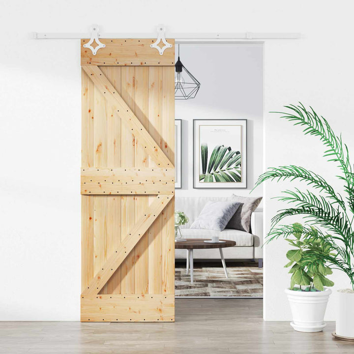Skydedør Natur og hvid 70 x 210 cm Massivt Fyrretræ