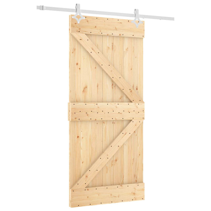 Skydedør Natur og hvid 95 x 210 cm Massivt Fyrretræ