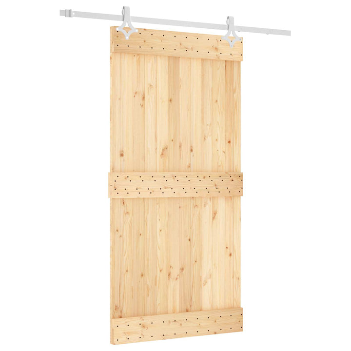 Skydedør Natur og hvid 100 x 210 cm Massivt Fyrretræ