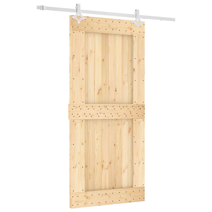 Skydedør Natur og hvid 95 x 210 cm Massivt Fyrretræ