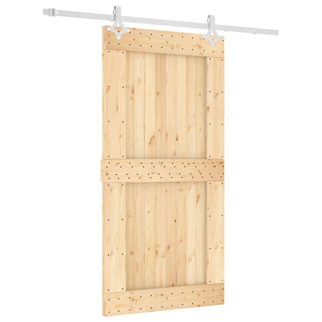 Skydedør Natur og hvid 100 x 210 cm Massivt Fyrretræ