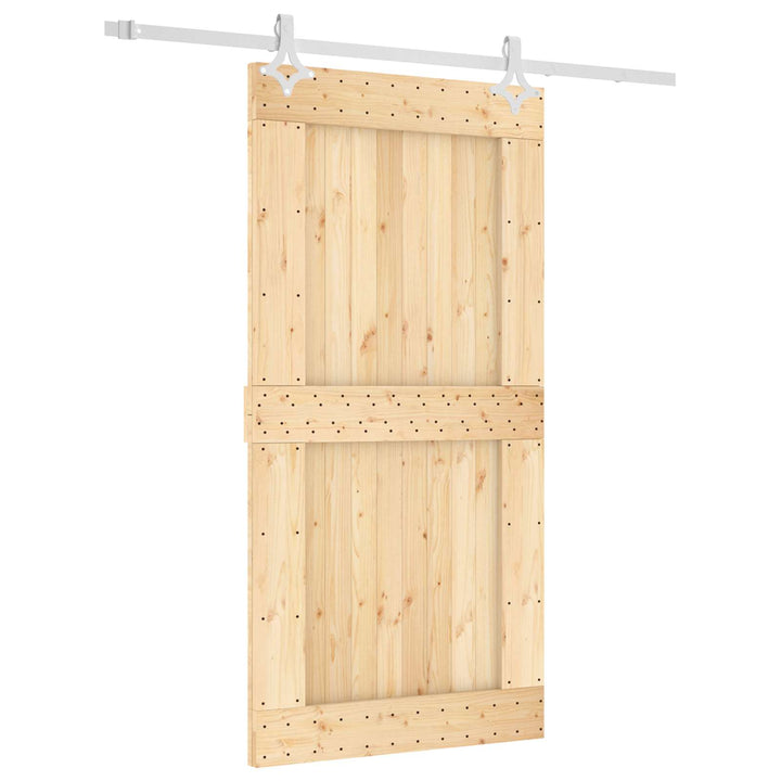 Skydedør Natur og hvid 100 x 210 cm Massivt Fyrretræ
