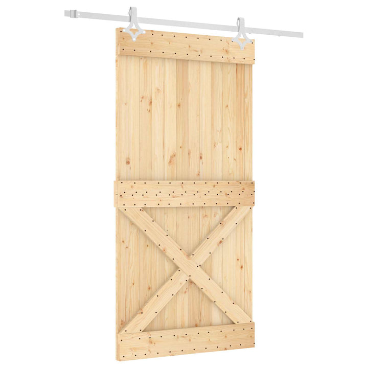 Skydedør Natur og hvid 100 x 210 cm Massivt Fyrretræ