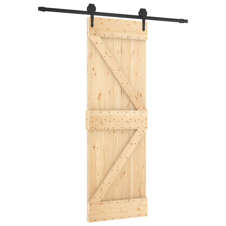 Skydedør Naturfarvet og sort 70 x 210 cm Massivt Fyrretræ