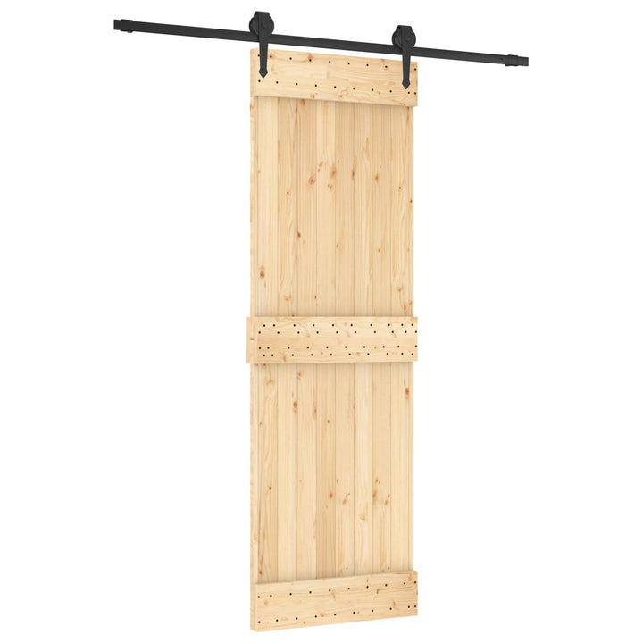 Skydedør Naturfarvet og sort 70 x 210 cm Massivt Fyrretræ