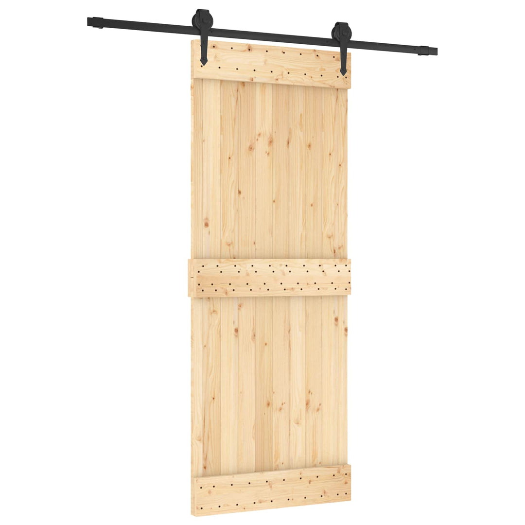 Skydedør Naturfarvet og sort 80 x 210 cm Massivt Fyrretræ