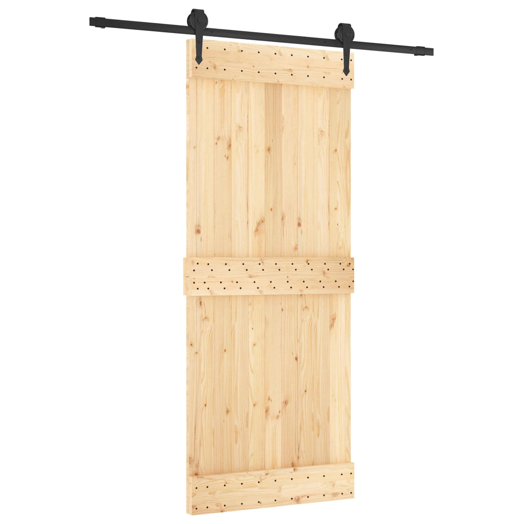 Skydedør Naturfarvet og sort 85 x 210 cm Massivt Fyrretræ