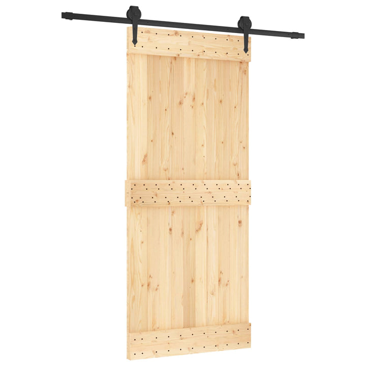 Skydedør Naturfarvet og sort 90 x 210 cm Massivt Fyrretræ