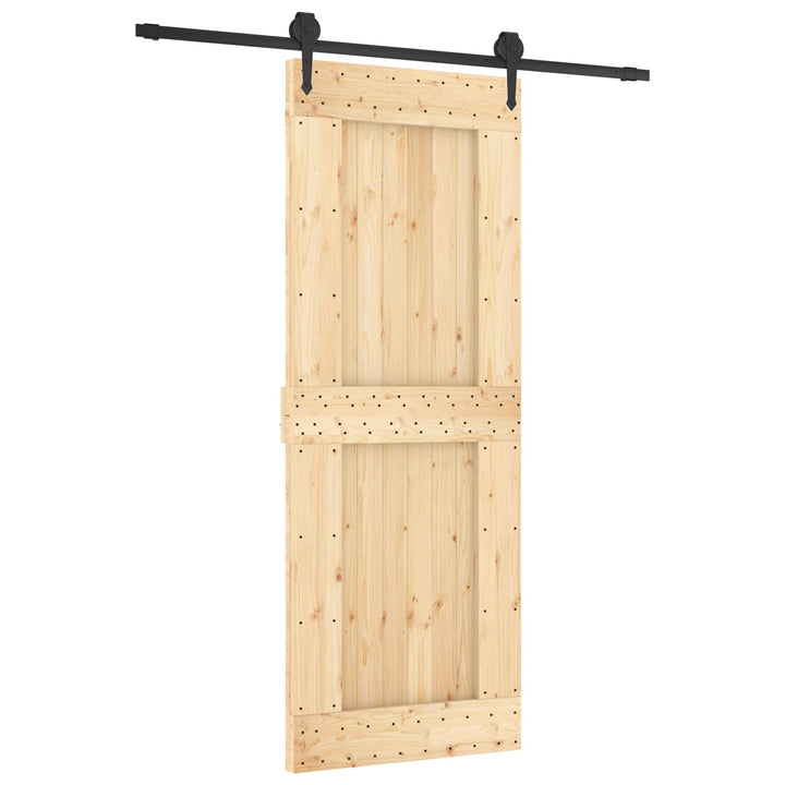 Skydedør Naturfarvet og sort 80 x 210 cm Massivt Fyrretræ