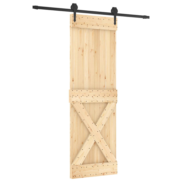 Skydedør Naturfarvet og sort 70 x 210 cm Massivt Fyrretræ
