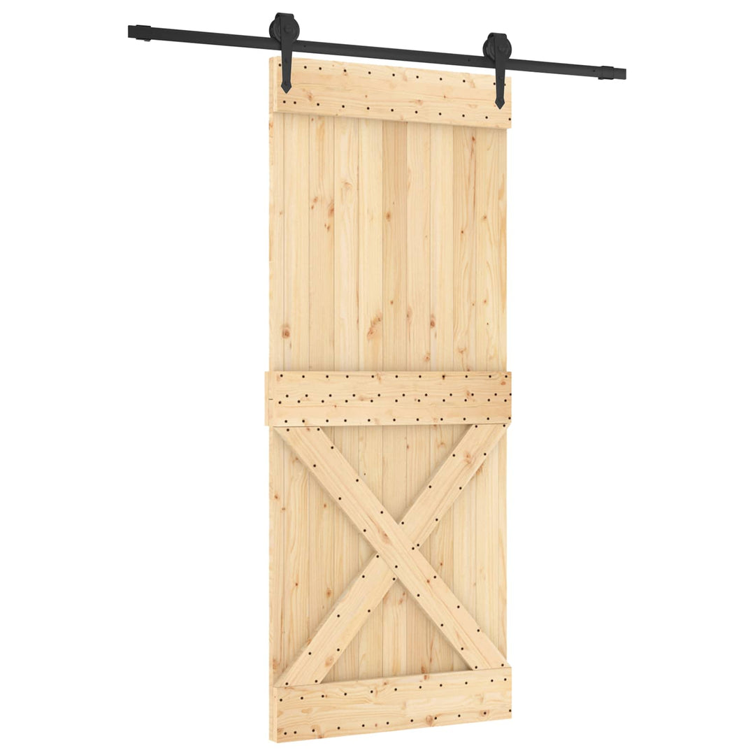 Skydedør Naturfarvet og sort 85 x 210 cm Massivt Fyrretræ