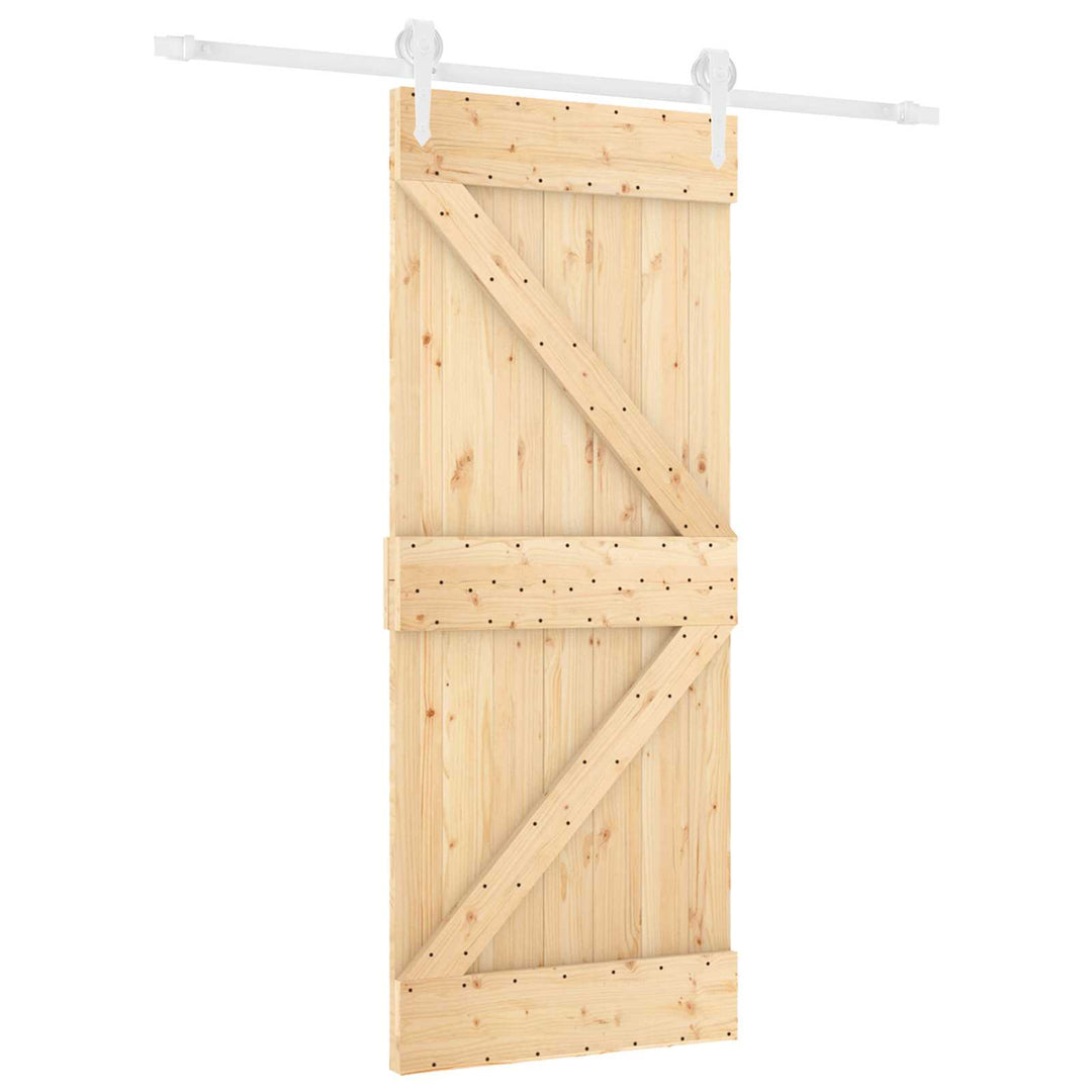 Skydedør Natur og hvid 85 x 210 cm Massivt Fyrretræ