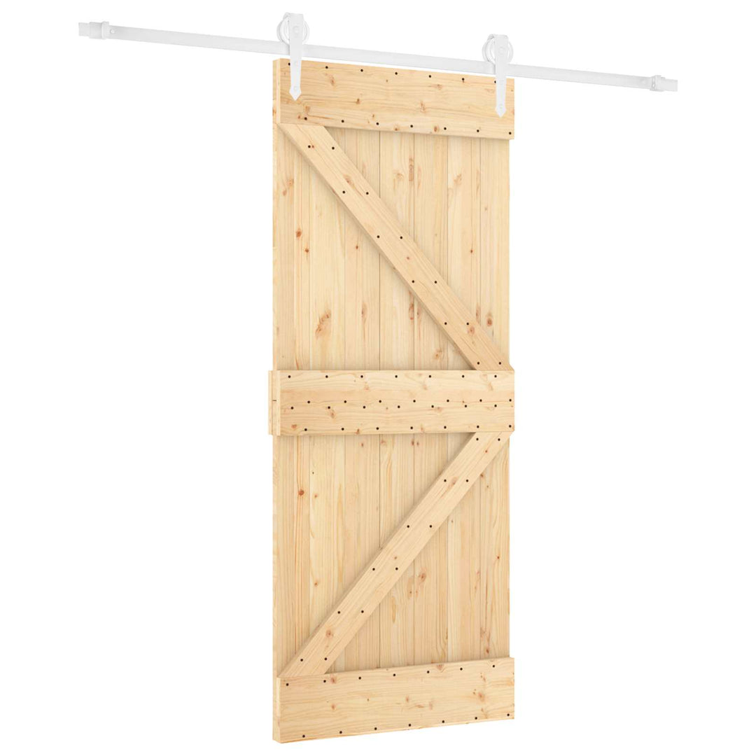 Skydedør Natur og hvid 80 x 210 cm Massivt fyrretræ