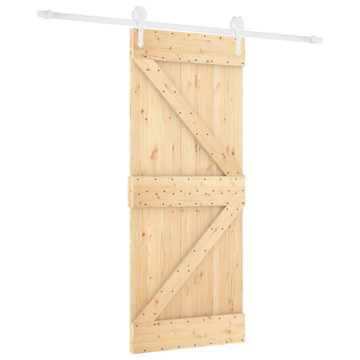 Skydedør Natur og hvid 80 x 210 cm Massivt fyrretræ