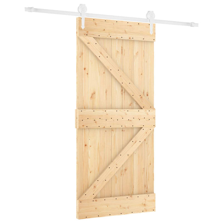 Skydedør Natur og hvid 90 x 210 cm Massivt fyrretræ