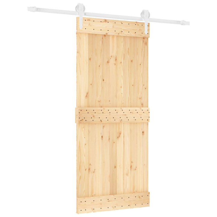 Skydedør Natur og hvid 90 x 210 cm Massivt Fyrretræ