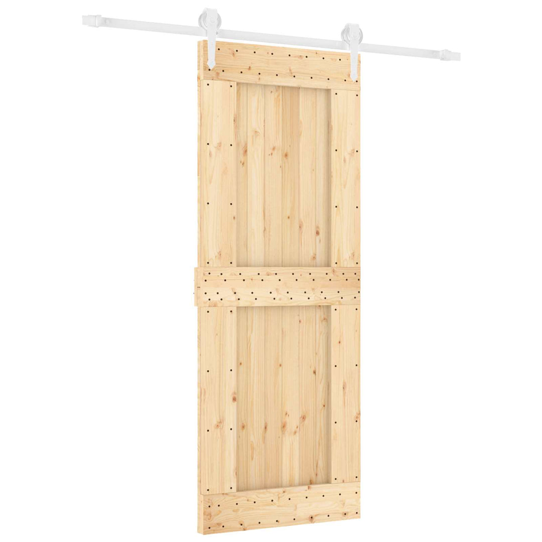 Skydedør Natur og hvid 80 x 210 cm Massivt Fyrretræ